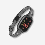 HUNDESCHATZ™ Tierfreundliches Anti-Bell Halsband in Schwarz mit rotem LED-Display, stilvollem Design und verstellbarem Nylon-Band – ideal für sanftes Hundetraining.