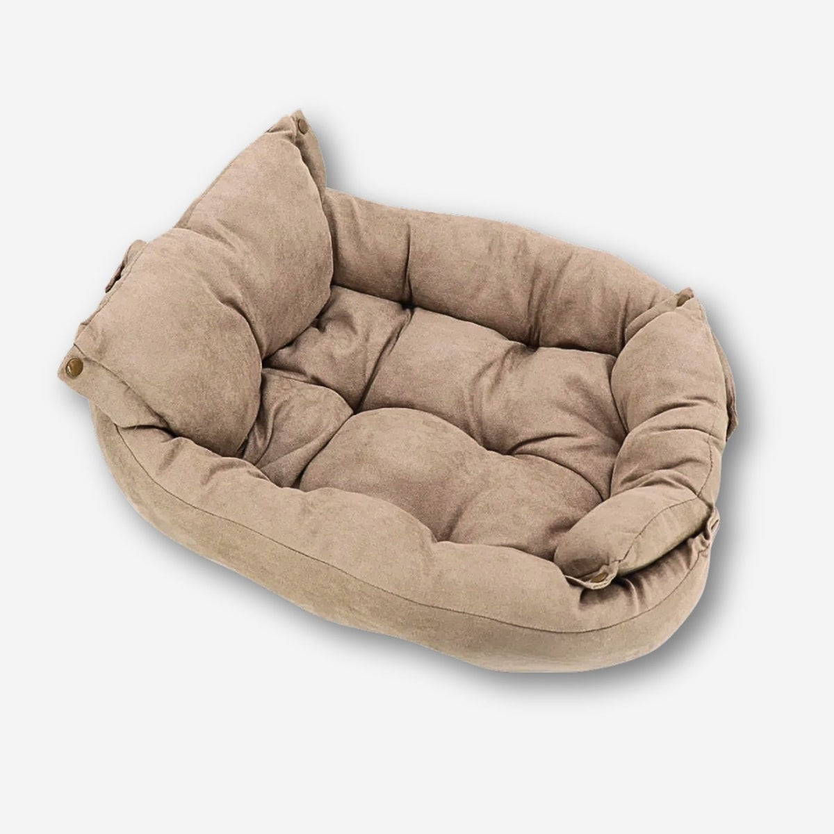 Hundebett mit hohem Rand in Beige– weich gepolstert, waschbar und vielseitig nutzbar als 3-in-1 Hundeschlafplatz, HUNDESCHATZ