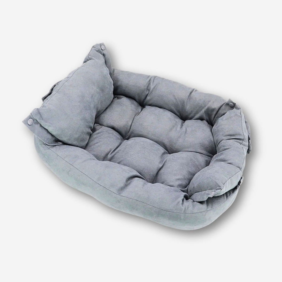 Hundebett mit hohem Rand in Grau – weich gepolstert, waschbar und vielseitig nutzbar als 3-in-1 Hundeschlafplatz, HUNDESCHATZ