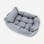 Hundebett mit hohem Rand in Grau – weich gepolstert, waschbar und vielseitig nutzbar als 3-in-1 Hundeschlafplatz, HUNDESCHATZ