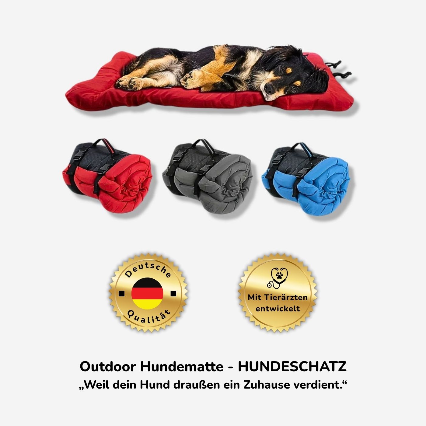 Outdoor Hundematte von HUNDESCHATZ – robuste, wasserfeste und tragbare Liegefläche für Hunde, ideal für Reisen, Camping und Ausflüge