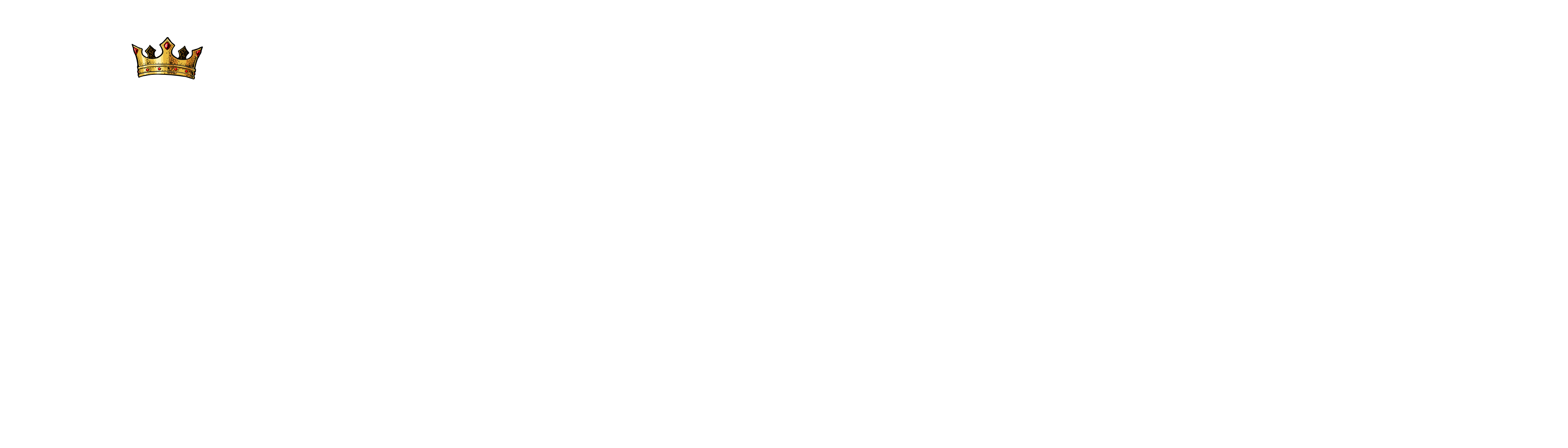 Invertiertes HUNDESCHATZ Logo mit Hund und goldener Krone – unsere Hunde sind die größten Schätze