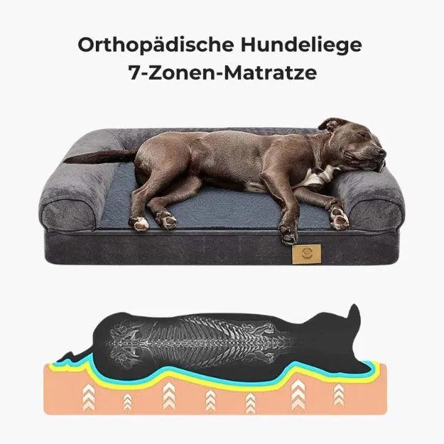 Die HUNDESCHATZ™ HUNDELIEGE "Elegance" bietet Ihrem Hund einen luxuriösen und bequemen Ruheplatz. Mit ihrem stilvollen Design fügt sie sich perfekt in jedes Wohnambiente ein. Die erhöhte Liegefläche unterstützt die Gelenke und sorgt für eine optimale Luftzirkulation. Hergestellt aus hochwertigen Materialien, ist die Liege robust und leicht zu reinigen. Ideal für den Innen- und Außenbereich.