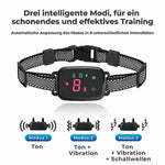 Das HUNDESCHATZ™ - Tierfreundliche Antibellhalsband mit drei intelligenten Modi (Ton, Ton + Vibration, Ton + Vibration + Schallwellen) und einstellbaren Intensitäten für ein schonendes und effektives Hundetraining.