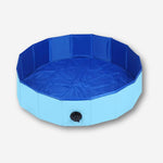 Faltbarer Hundepool aus blauem PVC mit Abflussventil – ideal für Garten oder Terrasse