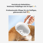 SteamGroom Pro 3in1 V2 – HUNDESCHATZ™ mit Hochdruck-Nebeldüse für professionelle Fellpflege. Sanfte Dampfreinigung für fluffiges, glänzendes Fell.