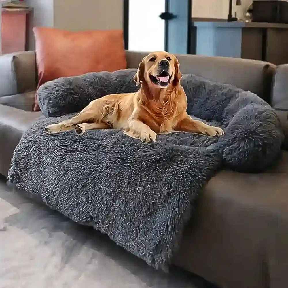 Flauschiges Hundebett fürs Sofa – HUNDESCHATZ™, gemütliches Hundebett für Hunde, ideal zum Kuscheln und Entspannen auf dem Sofa.