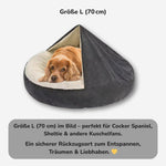 Hundehöhle Größe L (70 cm) – gemütliches Hundebett für mittelgroße Hunde wie Cocker Spaniel oder Sheltie, sicherer Rückzugsort zum Entspannen | HUNDESCHATZ