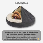 Hundehöhle Größe M (60 cm) – kuscheliges Hundebett für kleine Hunde wie Havaneser, Bolonka oder Zwergpudel, ideal zum Einrollen und Wohlfühlen | HUNDESCHATZ
