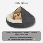 Hundehöhle Größe S (50 cm) – kuscheliges Hundebett für kleine Hunde wie Chihuahua oder Prager Rattler, geborgen und kompakt | HUNDESCHATZ