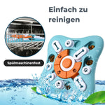 Intelligenzspielzeug für Hunde in Orange-Blau – spülmaschinenfest und leicht zu reinigen, ideal für eine hygienische Anwendung im Alltag.