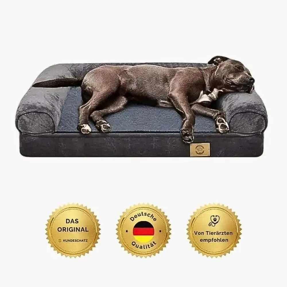 Orthopädische Hundeliege "Elegance" von HUNDESCHATZ™ – ein komfortables Hundebett mit erhöhtem Rand, ideal als Hundekorb für erholsamen Schlaf.