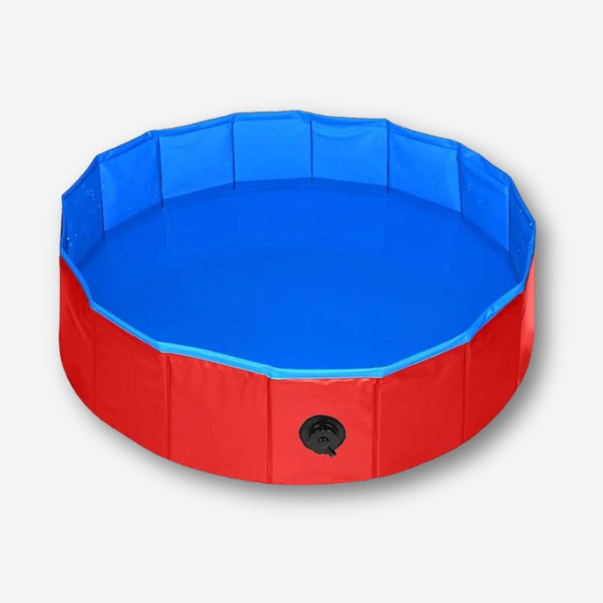 Faltbarer Hundepool aus rotem PVC mit Abflussventil – ideal für Garten oder Terrasse