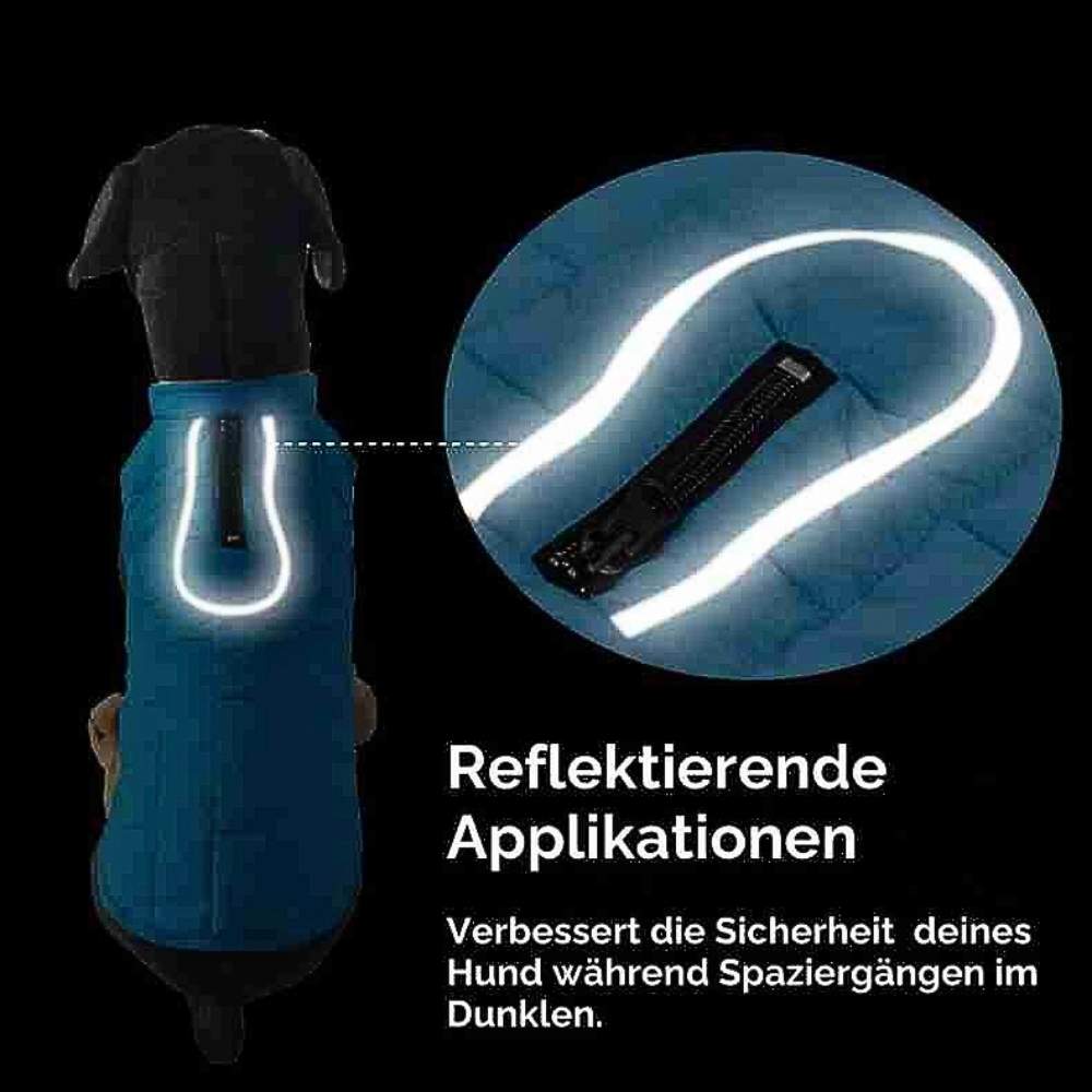 Der wasserdichte Regenmantel für Hunde – HUNDESCHATZ™ mit reflektierenden Applikationen sorgt für mehr Sicherheit während nächtlicher Spaziergänge im Dunkeln. Mit einer einzigartigen, reflektierenden Linie am Rücken schützt dieser Mantel deinen Hund nicht nur vor Regen, sondern auch vor unsichtbarkeit bei Dämmerung oder Dunkelheit. Perfekt für Hundebesitzer, die auch bei schlechten Sichtverhältnissen sicher unterwegs sein wollen!