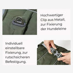 Hochwertiger Clip aus Metall zur Befestigung der Hundeleine und individuell einstellbare Fixierung für eine rutschfeste und sichere Befestigung der Winter Hundejacke "Nordwind" – HUNDESCHATZ™.