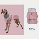 Winter Hundejacke "Nordwind" – HUNDESCHATZ™ in Rosa für Hunde, mit verstellbarem Kragen, wasserdichter Außenschicht und komfortablem Innenfutter.